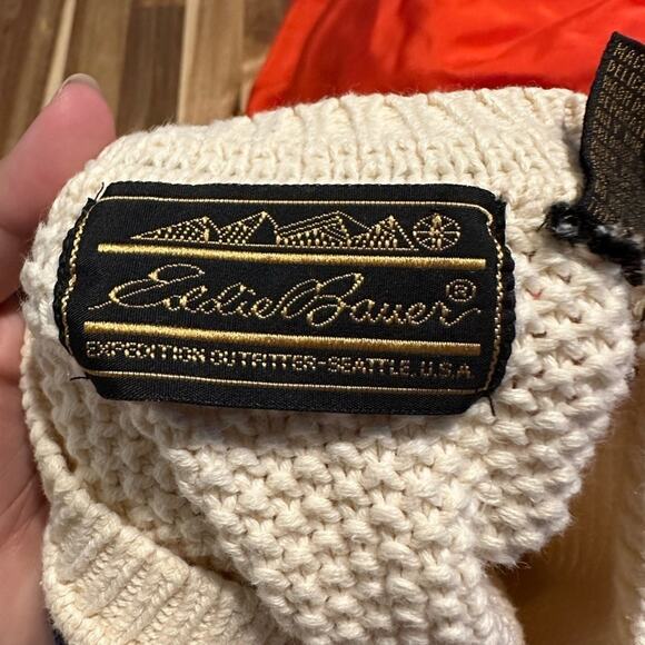 Vintage Eddie Bauer Cream Knit Sweater – Classic Crewneck Pullover – Size M - Picture 5 of 7